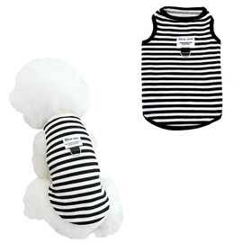 Lightweight Stretchy Dog Tank Top - Soft Sleeveless Shirt for Small Dogs, Breathable Striped Pet Clothes for Chihuahua, Puppy