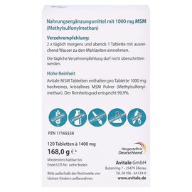 Avitale MSM 2000 mg film-coated tablets, 168 g