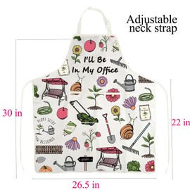 BNQL Gardening Apron With Pockets Garden Lover Gifts Gardener Gift Ideas I'll Be In My Office Garden Cooking Kitchen Apron