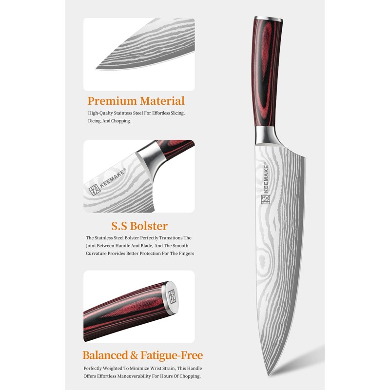 KEEMAKE Chef Knife 8 Inch - Ultra Sharp Kitchen Knife