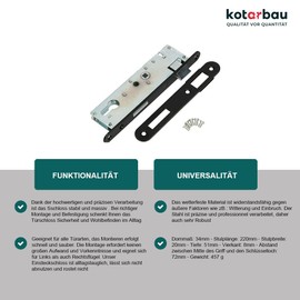 KOTARBAU Mortise Lock 72/34 PZ Counter Plate Galvanised Left/Right Tubular Frame Lock Door Lock Indoor/Outdoor Security Lock (Right)