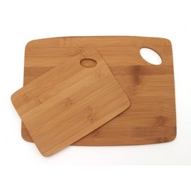 Lipper International Bamboo Wood Thin Kitchen Cutting Boards with Oval Hole in Corner, Set of 2 Boards, 6" x 8" and 9" x 12"
