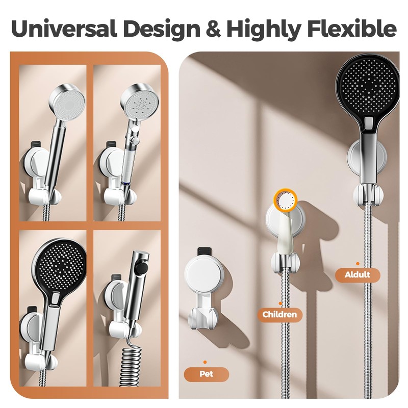 Shower Head Holder, Strong Suction Cup Shower Bracket,Height Adjustable Lightweight