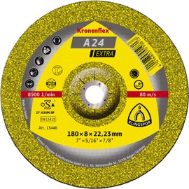Kronenflex 13444"A 24 Extra" Grinding Disc, 0 V, Yellow, 180 x 6 mm