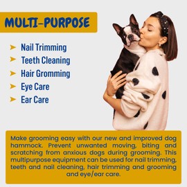 Dog Grooming Hammock for Small Dogs - Pet Grooming Harness with Nail Clippers, Nail File, Scissors, Comb and Brush Mitt - Restraint Sling for Easy Grooming, Complete Grooming Kit for Dogs