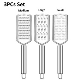 Stainless Lemon Zester Cheese Grater Stainless Steel Vegetable Fruit Chocolate Handheld  - 3 Piece Set