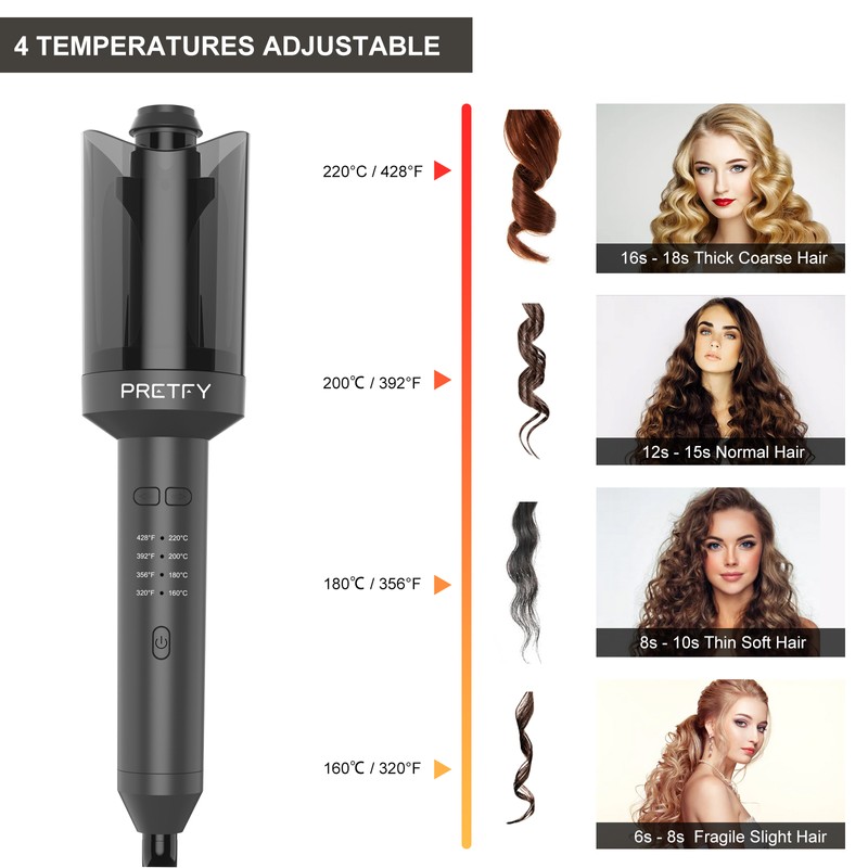 Pretfy Auto Hair Curler Automatic Curling Iron with Rotate Left