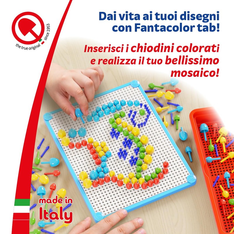 Quercetti Fantacolor Tab, Gioco Chiodini per Bambini con 150 Chiodini