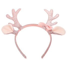 SAFIGLE Glitter Xmas Deer Antlers Headband Sequin Reindeer Ears Headband Cute Bow Animal Ears Hair Hoop For Christmas Wedding Birthday Party