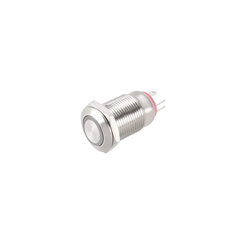 sourcing map Latching Metal Push Button Switch 12mm Mounting Dia