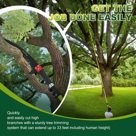 Jovant Manual Pole Saw,6.5-13 ft Extendable Pole with Double Lock Design to Reach up 19 ft for High Branches Trimming,SK5 Sharp Three-Sided Sharpened Edges Blade for Pruning Wild Palm Shrub and Tree