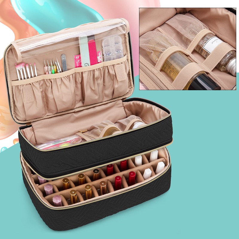 BAFASO Manicure Case Two-Layer Style for 40 Bottles (15 ml)