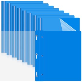 Teling 48 Pcs Clear Front Report Covers with Prongs Plastic Presentation Folders 3 Prong Resume Portfolio Folder for School(Blue)