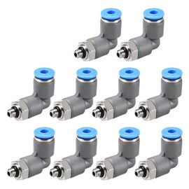 M METERXITY Pack of 10 Angle Press Connection Air Connections - Pneumatic Connector Quick Release Application Pipe Connection (4 mm AD x M5 Male Thread Grey)