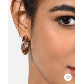 Generic Women Hoop Earrings Rose Gold, Silver & Gold Tone Set