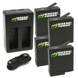 Wasabi Power Battery (4-Pack) and Dual Charger for GoPro HERO7 Black, HERO6, HERO5