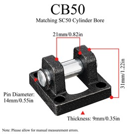 Standard Type Air Cylinder Base Cylinder, Swivel Mount, Air Cylinder Fittings, Pneumatic Parts, Rear Mount - 14mm Pin Diameter, Matching 50mm Cylinder Bore