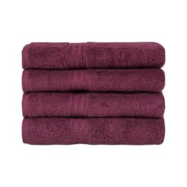 HOMELOVER 4 Piece Luxury Bath Towel Set - 100% Organic Cotton, 500 GSM, Hotel Quality, Highly Absorbent, Soft & Quick Drying Bathroom Towels for Showering, Washing & Guests (Plum Purple)