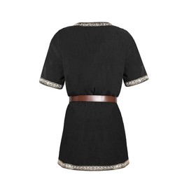 Runcati - Disfraz medieval para hombre, túnica renacentista, caballero vikingo, pirata, guerrero, LARP, Negro -, Large