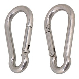 CNBTR 2 PCS 304 Stainless Steel Spring Snap Hook M8 3.18 Inch Heavy Duty for Keys Swing Set Camping Fishing Hiking Traveling