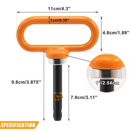 CZC AUTO 2 Pack Magnetic Hitch Pin 1/2" Lawn Mower Trailer Hitch Pins, Magnet Trailer Gate Pins for Simple One Handed Hook On & Off - Securely Hitch Lawn & Tow Behind Attachments, Orange