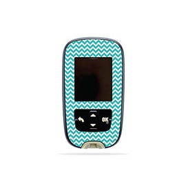 MightySkins Skin Compatible with Accu-Chek Guide - Turquoise Chevron | Protective, Durable, and Unique Vinyl Decal wrap Cover | Easy to Apply, Remove, and Change Styles | Made in The USA