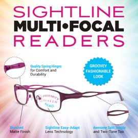 Sightline F205 Narrow Fit High Fashion Multifocus Progressive Power Reading Glasses Purple2.50