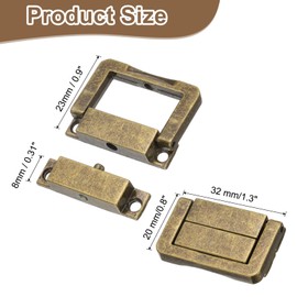 sourcing map 6pcs Toggle Catch Lock, 0.8" x 1.3" Hasp Lock Latch Mini Hasp Clasp with Mounting Screws for Jewelry Box Gift Box Wooden Cabinet, Bronze