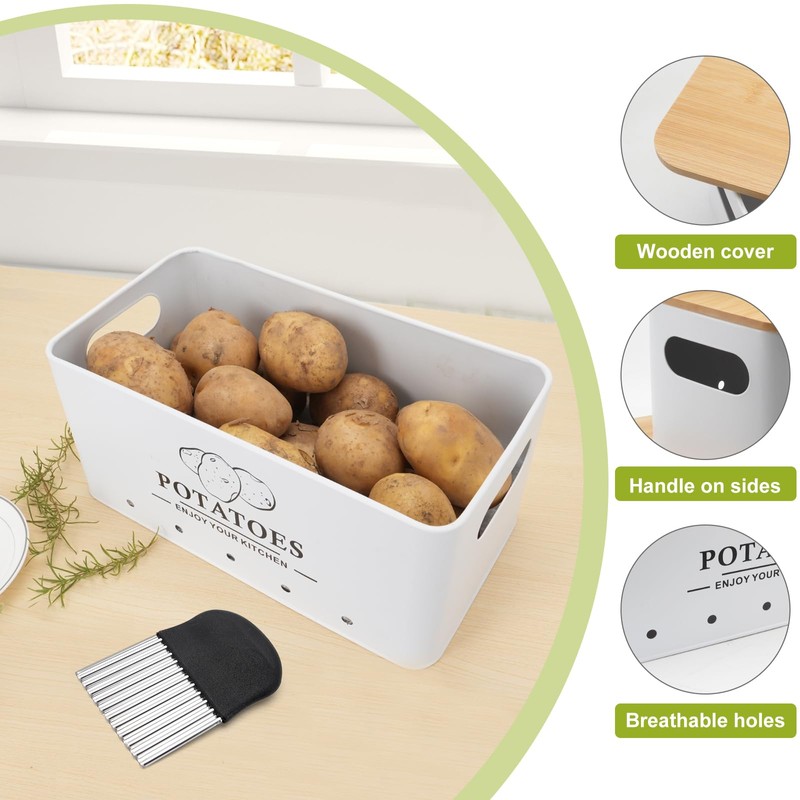Dekosilave Kitchen Vegetable Storage Set of 3, Metal Onion Garlic