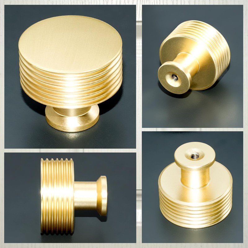 IAFVKAI 4 Pack Gold Cabinet Knobs Brushed Brass Kitchen Knobs
