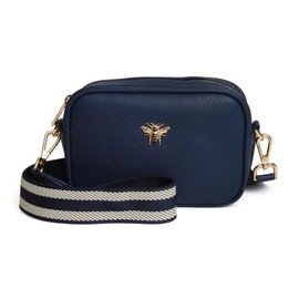 Alice Wheeler LONDON Mini Mayfair With Webbing Strap Cross-Body Bag Shoulder Bag (Navy)