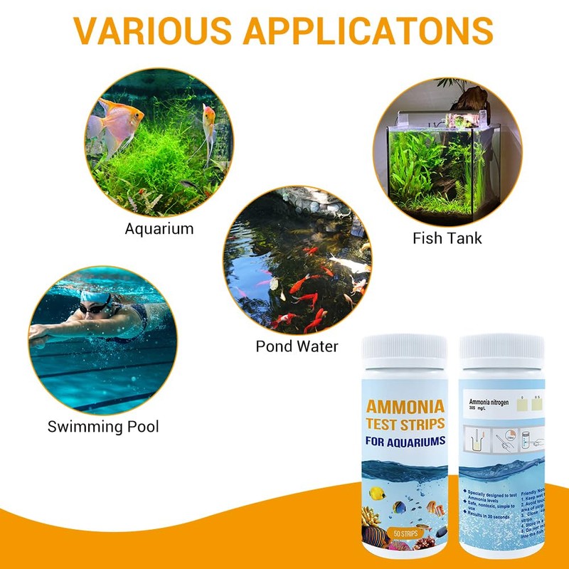 MiOYOOW Aquarium Ammonia Test Kit, 50 Counts Ammonia Test Strips,