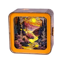 3D Wooden Puzzles Night Light, (Autumn Sunset) DIY Night Light Kit, 3D Wooden Puzzles for Adults Creative DIY Birthday Gift for Friends and Family, DIY New Year Gift