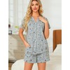 ENJOYNIGHT Womens Pajama Set Button Down Tee and Shorts Sleepwear