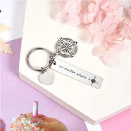 Zysta Stainless Steel Keyring with Engraved Saying Keyring Removal Engraving Drive Save No Matter Where for Women Men Key Holder House Car Gift Birthday Anniversary He, Silver No Matter Where