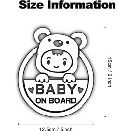 4 Pcs Reflective Baby on Board Stickers for Cars, Caution Car Window Bumper Safety Warning Sign Waterproof Vinyl Sticker 4 Pcs Reflective White or 4 Pcs Laser Color