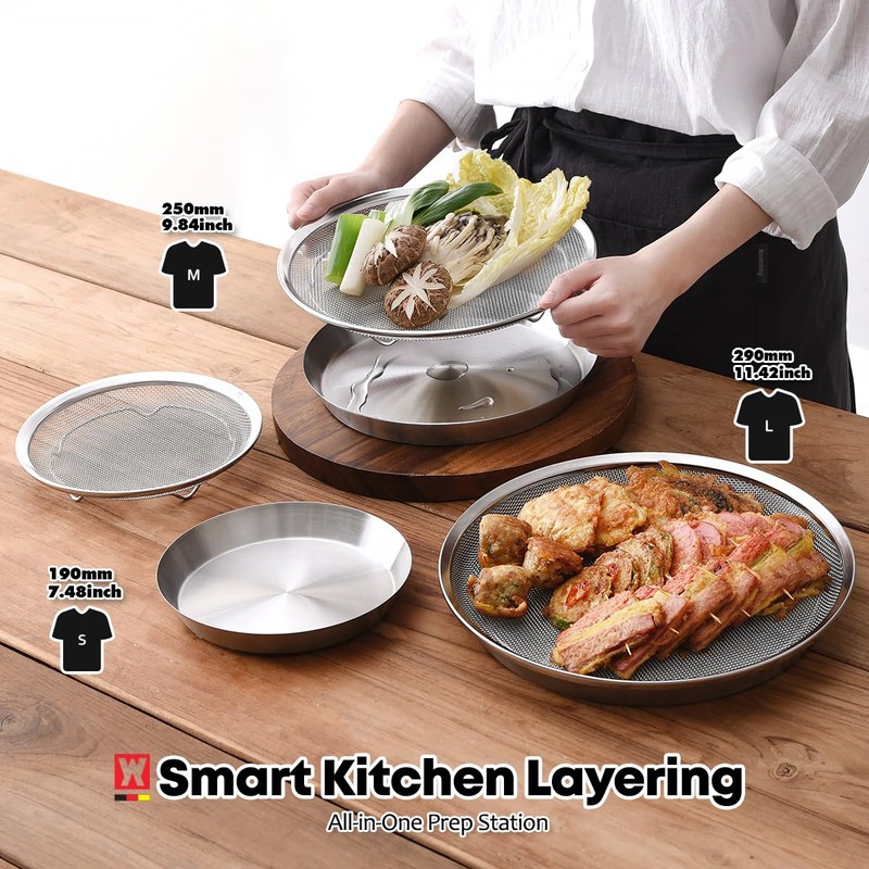WAGENSTEIGER Stainless Steel Mesh Tray Set with Drip Pan, Air