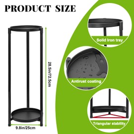 KHayRovies 2 Tier Plant Stand Indoor Tall, Black Corner Tiered Round Plant Stand for Indoor Multiple Plants, Metal Flower Pot Stands Outdoor Holders Plant Shelf Display Rack for Balcony Living Room