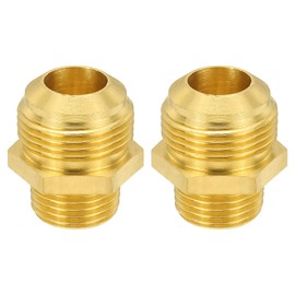 PATIKIL Brass Flare Coupling Fitting, 2 Pcs 1/2" Male NPT x 3/4" Male Flare Thread Brass Pipe Fitting Half-Union Connector Tubing Adapter Coupler for Propane, Fuel, Oil, Gas Systems