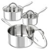 MICHELANGELO Saucepan Set 6pc, 18/10 Stainless Steel Sauce Pan with