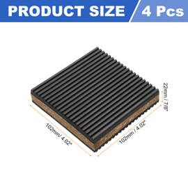 sourcing map 8pcs Anti Vibration Pads for Washing Machine, 2'' x 2'' x 7/8'' Vibration Damping Pads Sound Isolation Ribbed Rubber Mats with Center Vibration Isolation, Black/Brown