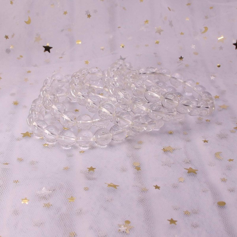 CHENYUE Natural White Crystal Gemstone 10mm Round Beads Stretch Bracelet