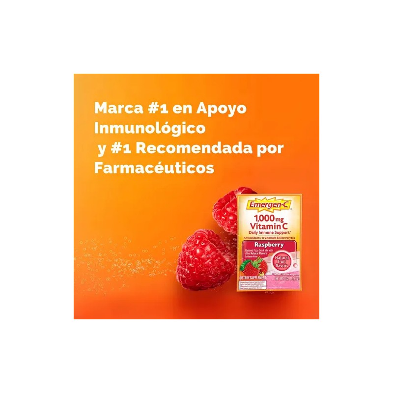 Emergen-c Suplemento Vitamina C 1000mg Frambuesa 30 Sobres