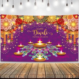 Diwali Backdrop Banner Happy Diwali Festival of Lights, Indian Festival Diwali Decoration Background Wall, Diwali Decorations Items Marigold Flowers Decoration, Happy Diwali Banner Indoor Outdoor