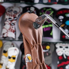 Big Crazy Golf Headcovers Golf Club Head Covers Premium Leather Driver Fairway(FW) Wood Hybrid(UT) with Number Tags （1FUT）