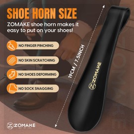 ZOMAKE Schuhlöffel Aus Plastik 2pcs - 19cm Schuhanzieher Klein Kunststoff,Tragbarer Schuhlöffel Schwarz Klein Für Frauen Männer Kinder