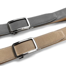 Cowboy Craft Men's Leather Belt Ratchet Belt Genuine Suede Leather Belts For Jeans Dress 1-3/8"(35mm) Wide (Taupe, 32/34)