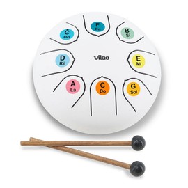 Vilac Tongue Drum Metal Percussion Instrument with Zen Sound, Tuned in C Major with An Octave, Ideal for Introducing Children to Music. Includes Sheet Music and Explanatory Sheet, 8379