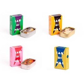 La Narval. Sardines sampler. Pack of four recipes. 3/5 sardines per tin. Pack of 4 tins, 120g (4.23oz) each.