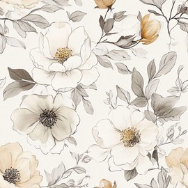 LaiTique Floral Peel and Stick Wallpaper, Vintage Wallpaper, Self Adhesive Vinyl Wall Paper for DIY Home Decor, 17.7in x 118in